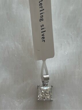 Sterling Silver Princess-Cut Moissanite Pendant - White/Silver 1.2ct D 6x6mm
